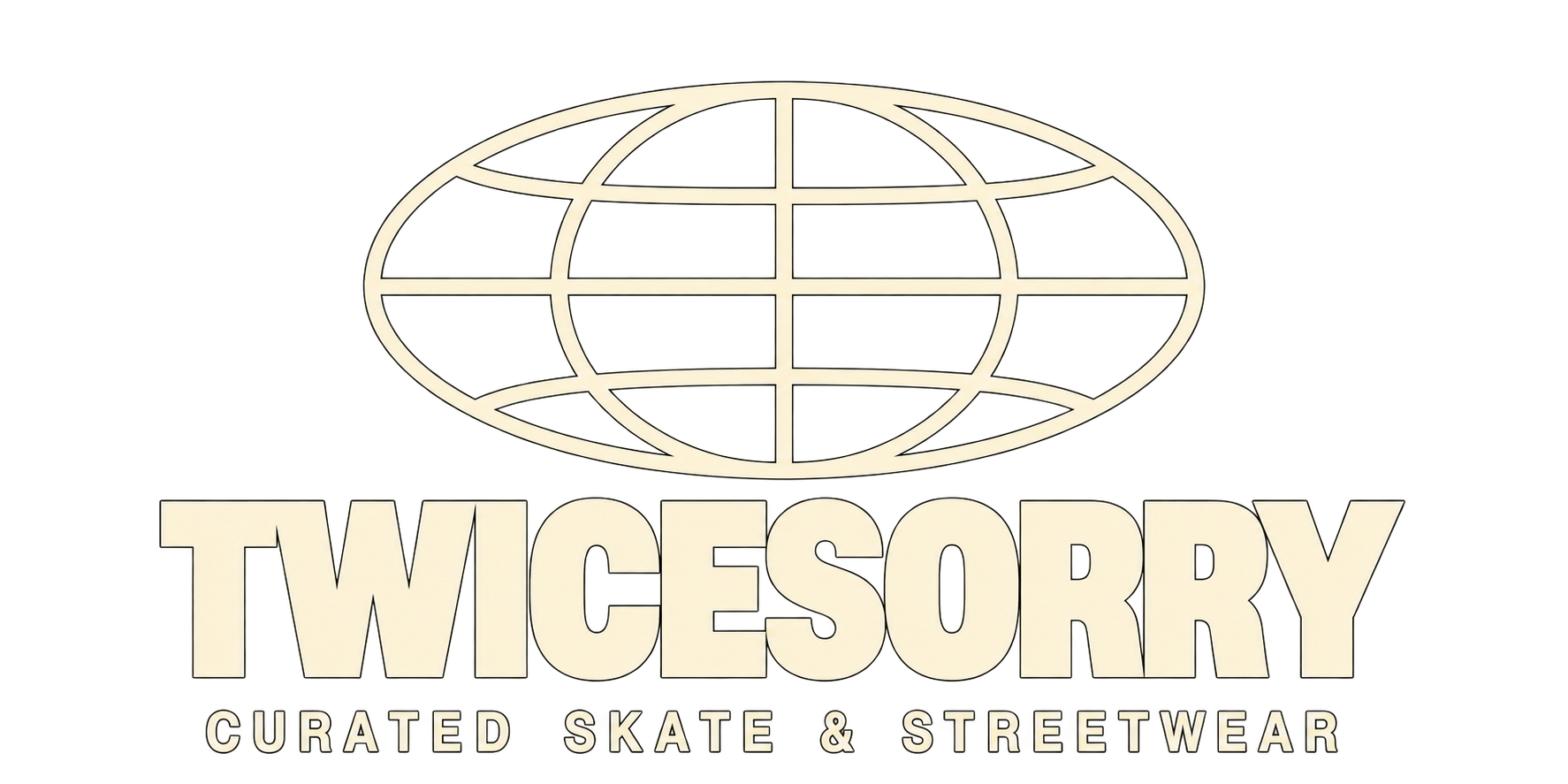 Original TWICESORRY globe logo, curated skate and streetwear